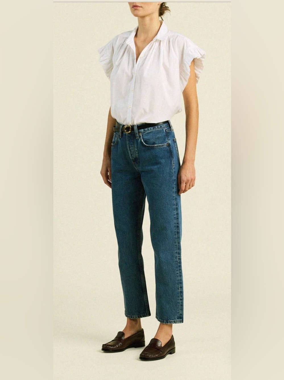 Trovata Birds of Paradis Marianne B Riffle Shirt in White